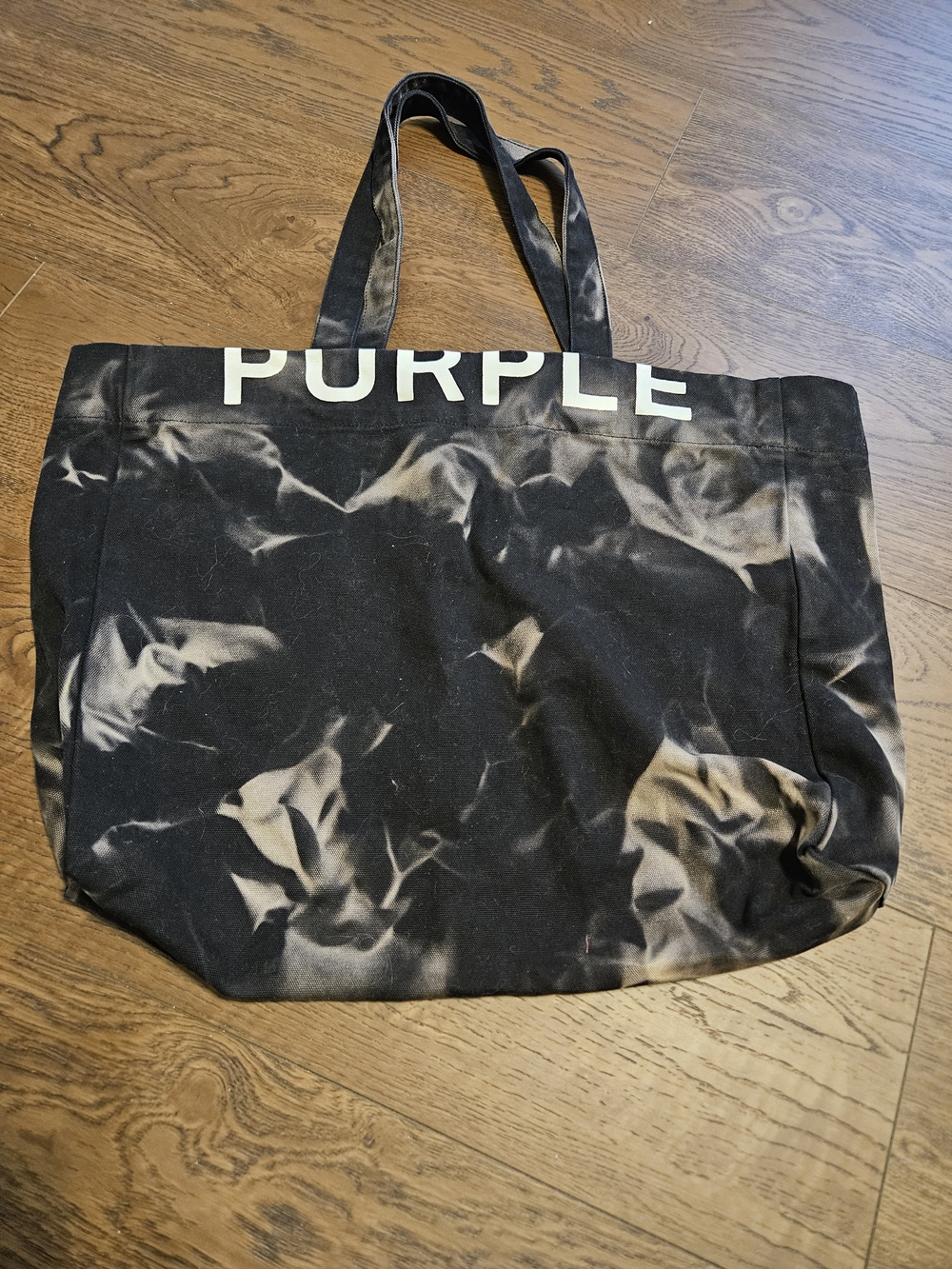 PURPLE Black Tie-Dye Canvas Tote Bag